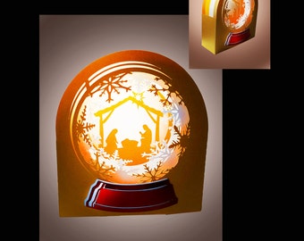 Snow Globe Nativity Scene Box template