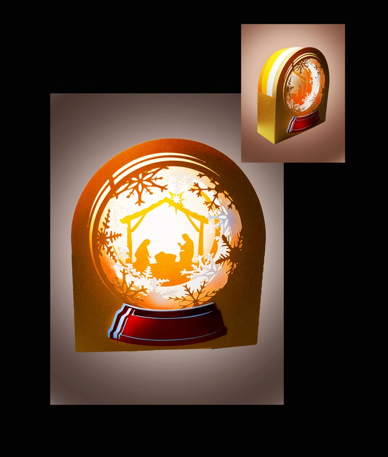 Snow Globe Nativity Scene Box Template - Etsy