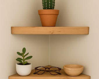 Corner Shelf – Triangle Floating Bedside Shelf, Reclaimed Rustic Wood