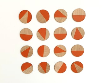 ORANGE Geometric Wall Art Laser cut Plywood Wooden Decor Scandi Boho WallArt Circles Hand Painted Modern Decorative Big Statement UK