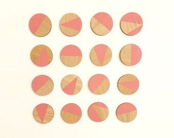 PINK Geometric Wall Art Laser cut Plywood Wooden Decor Scandi Boho WallArt Circles Hand Painted Modern Decorative Big Statement UK