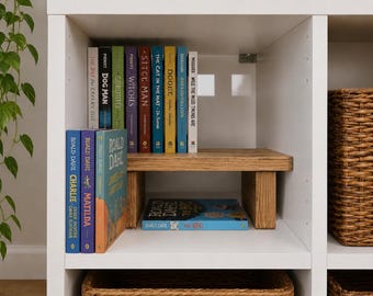 Solid Wood KALLAX Book Riser Shelf Insert | Paperback Display Stand | fits IKEA | DVD & Game Storage Riser