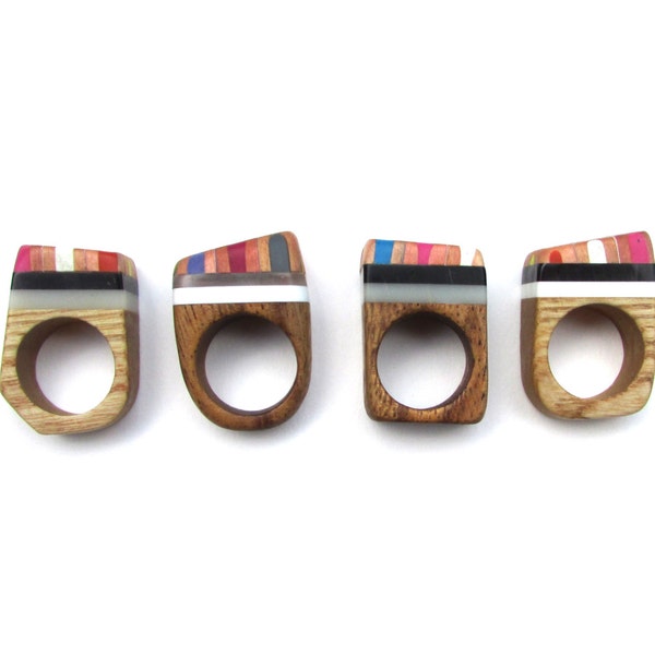 Chunky wooden Pencil Rings