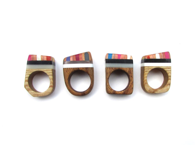 Chunky wooden Pencil Rings image 1