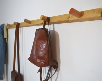 Wooden Coat Hanger Hook Peg Rack Custom made to measure bespoke handmade Entrance hall cloakroom Kids Hallway Entryway Wall Wood Modern