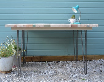 Table with hairpin legs (STYLE 2) Reclaimed pallet wood scaffold board Dining Table Wooden Desk Furniture Recycled Upcycled Kitchen Table