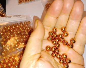 Raw Copper hollow beads, 8mm