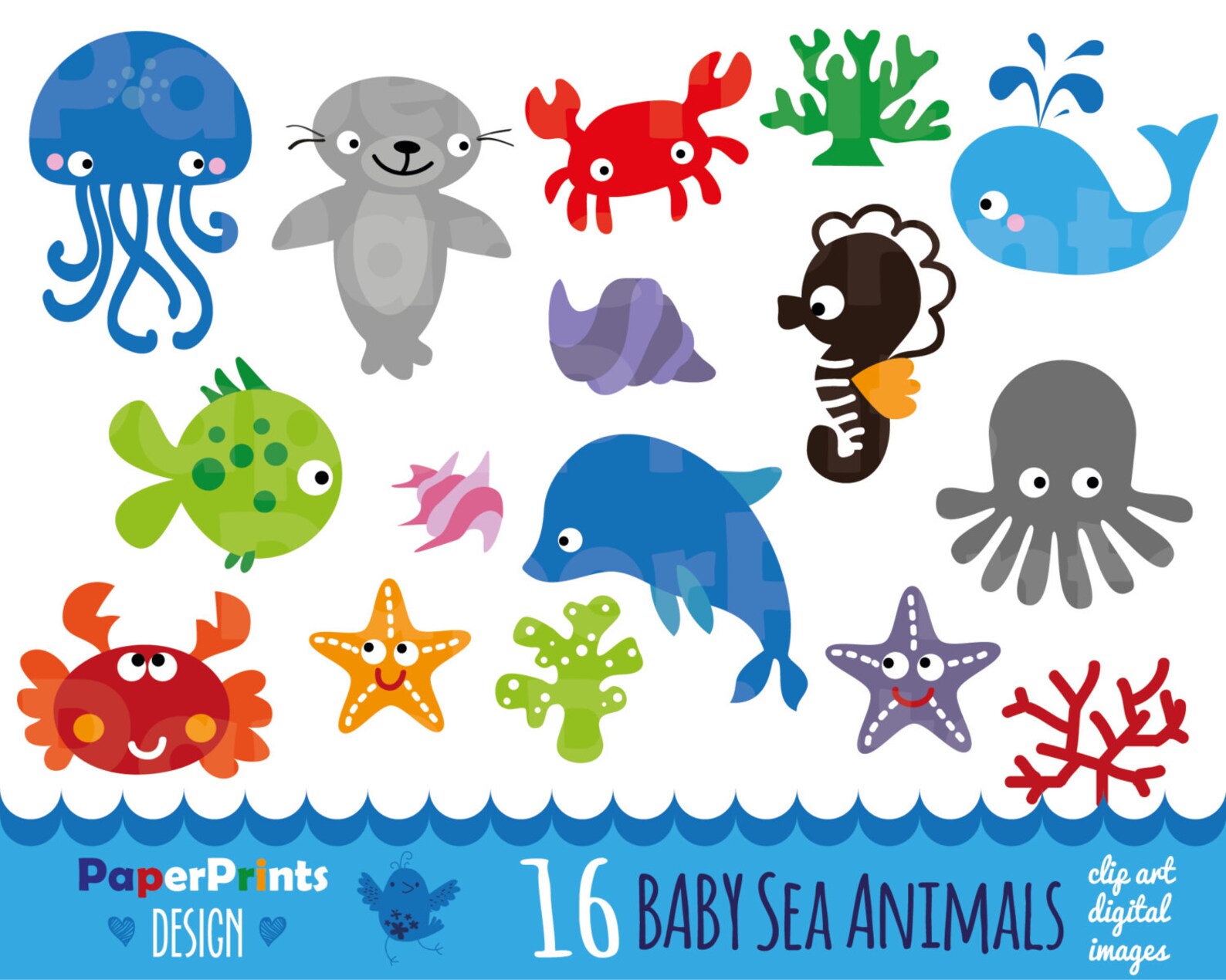 16 baby sea animals sea animals patterns sea animals Etsy