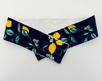 Navy Lemon Spa Headband: Bamboo Terry Cloth, Adjustable headband