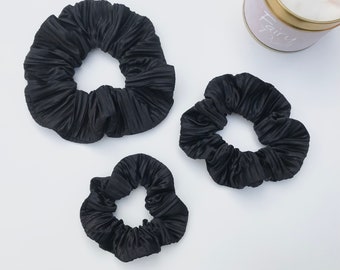 Black Plisse Scrunchie, Black Silk Scrunchie, Silk Hair Scrunchie, Black Scrunchie, Pleated Scrunchie, Oversized Scrunchie, XL Scrunchie