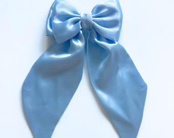 Oversized Royal Blue Satin Hair Bow: Long Tails, French  display picture 1
