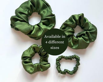 May include: Four green satin scrunchies of different sizes. Available in 4 different sizes.