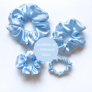 Blue Satin Hair Scrunchie, Silk Hair Scrunchie, Blue Scrunchie, Blue Satin Scrunchie, Oversized Scrunchie, Large Scrunchie, Baby Blue Satin