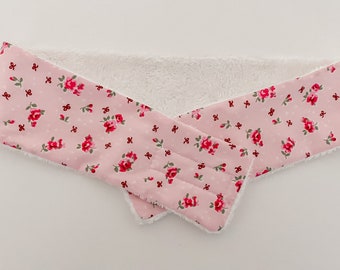 Pink Floral Spa Headband: Bamboo Terry Cloth, Adjustable Headband