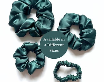 May include: Four green satin scrunchies in different sizes. Available in 4 different sizes.