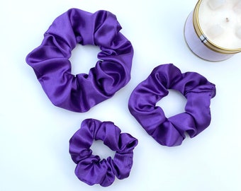 Purple Satin Hair Scrunchie, Silk Hair Scrunchie, Purple Scrunchie, Silk Scrunchies, Satin Scrunchie, Oversized Scrunchie, XL Scrunchie