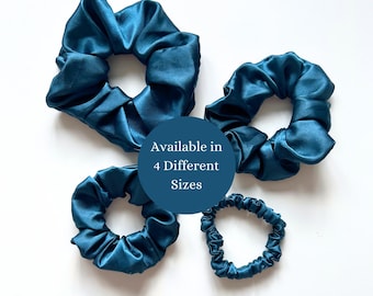 Teal Satin Silk Hair Scrunchie