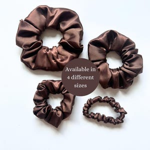Brown Satin Scrunchie, Brown Silk Scrunchie, Brown Scrunchie, Brown Hair Tie, Brown Hair Band, Oversized Scrunchie, XL Scrunchie
