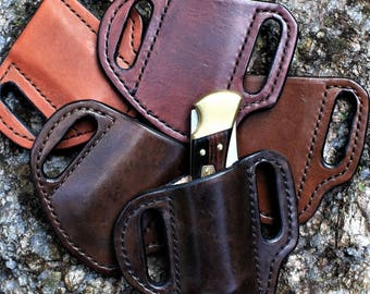 Handmade Leather Knife Sheath: Fits Buck 110, 112, Case, Schrade