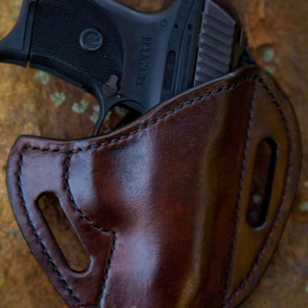 Ruger LC9 Custom Handmade Leather Pancake Holster, Right or Left Hand