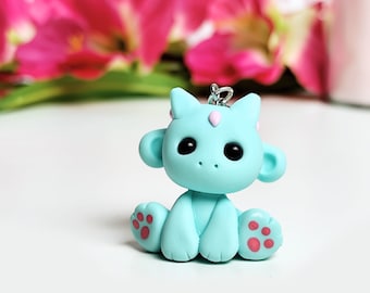 Handmade polymer clay dragon keychain – a gift for dragon fans and kawaii lovers