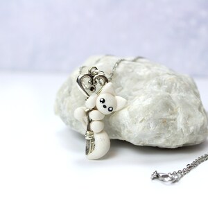 Necklace with artic white fox Key keeper fox charm fox figure jewelry handmade image 3