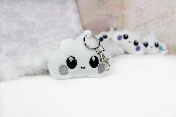 Schlüsselanhänger Wolke, Plüsch Anhänger, Schlüsselanhänger Plüsch, kawaii Plüschtier, Glücksbringer Anhänger, Plüschtier Anhänger