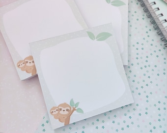 Notepad, memo pad, 9x9cm, small pad, kawaii notepad, sloth, notepad with sloth, 50 pages