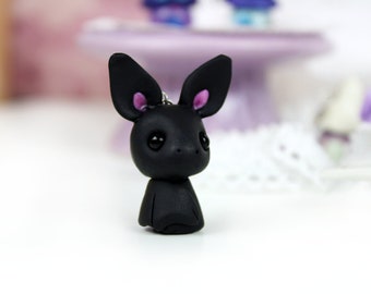 bat pendant // kawaii // bat // charm // chain pendant // polymer clay bat // handmade bat figure // pendant