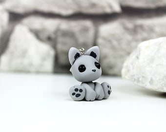 Wolf charm kawaii wolf pendant necklace charm polymer clay figure handmade