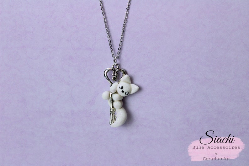 Necklace with artic white fox Key keeper fox charm fox figure jewelry handmade image 4