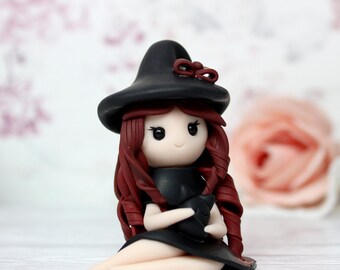 Deco figure witch cute figurine miniatur fairy garden witch polymer clay