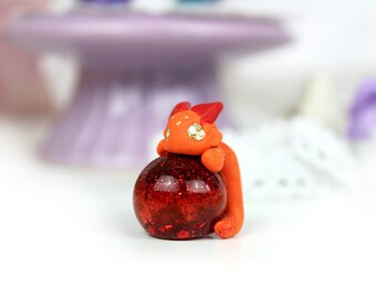 Deco figure, Dragon figure, Four elements, Gift for girlfriend,  Fimo decoration, Polymer clay figure, Resin, kawaii figure, Fimo figurine