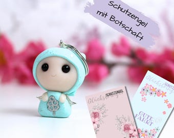 Guardian angel pendant - angel key ring - gift for passing your driver's license - car pendant - gift with a message -  mint green