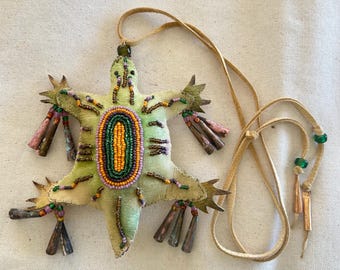 Medicine spirit turtle umbilical cord amulet fetish Native American style Indian sacred hand crafted one of a kind