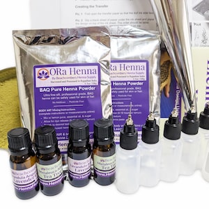 Professional Henna Temporary Tattoo Kit Natural ORa Rajasthani Powder Start Business Salon Spa Design & Instruction Book