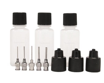 Soft Applicator 3 Bottle 5 Metal Blunt Fine Tips Set HENNA Jagua Tattoo Makeup Paste Oil Paint Glue Gel Frosting Food Precision Gauges