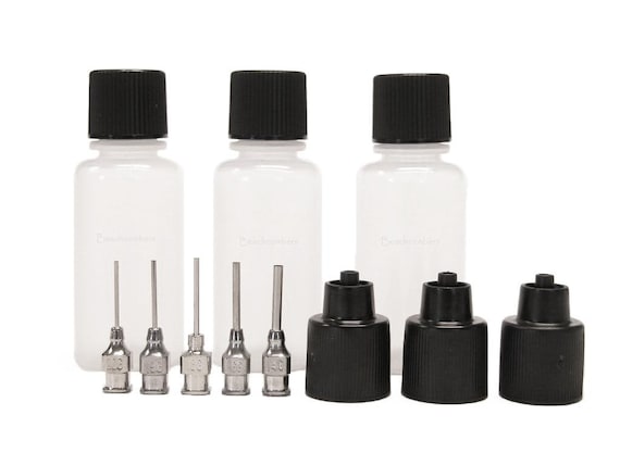 Soft Applicator 3 Bottle Set 5 Stainless Steel Blunt Tips HENNA Jagua Tattoo Paste Oil Paint Glue Gel Frosting Mehndi Precision Combo
