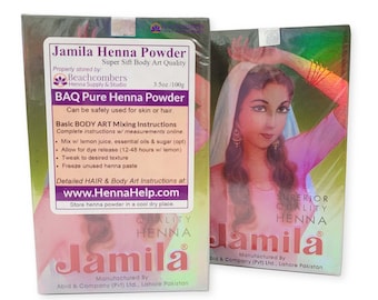 NEW Authentic Jamila Henna BAQ Powder -Tattoo Body Art Quality & Natural Hair Color- Professional Mehndi 100g 2025 Summer Crop FREE Shipping