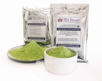Brown Red Black BAQ HENNA & INDIGO Powder Hair Beard Color Dye ORa Rajasthani 100 Grams Each -Free Shipping