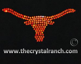 Rhinestone steer longhorn Longhorn with Pink Rhinestones Pendant 3 pieces 25x48mm 12-12-P