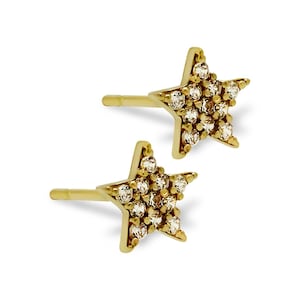 Gold Star Stud Earrings - 14 Karat Solid Gold - Star Earrings - Gold earring - Celestial Earring