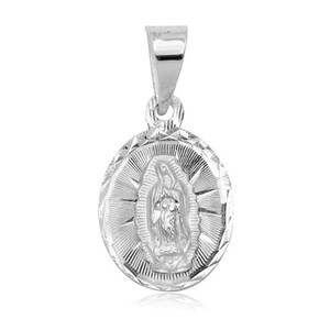 Collar de la Virgen de Guadalupe en Plata de Ley 925 - Regalo de Bautismo - Joyería Religiosa - Colgante de la Virgen María
