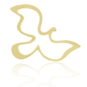 Gold Open Dove Charm - 10 Karat Solid Gold - Animal Pendant - Optional Gold Chain - Dove Necklace Jewelry