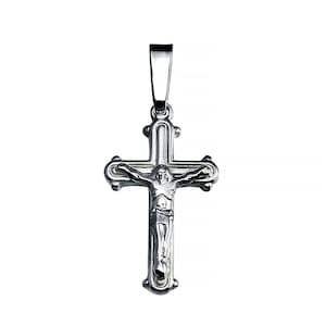 Silver Jesus Crucifix Cross Necklace - 925 Sterling Silver - Baptism Gift - Religious Jewelry - Religious Cross - Jesus Cross Pendant