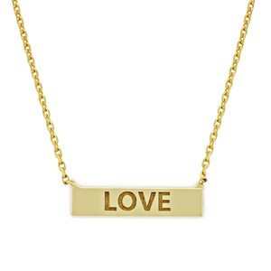 Gold Love Necklace - 14 Karat Solid Gold - Adjustable Gold Necklace - Love Jewelry -Layering Necklace