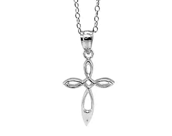 Collar con colgante de cruz de plata - Plata de ley 925 - Collar ajustable de plata de 40-45 cm - Collar con colgante de cruz religiosa