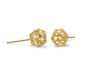 Gold Star Cluster Earrings - 14 Karat Solid Gold - Modern Earring - Gold Earrings