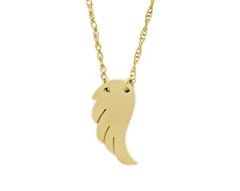 Colgante de ala de ángel en oro macizo de 14 quilates con cadena ajustable