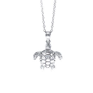 Silver Turtle Necklace- 925 Sterling Silver- Silver Adjustable Necklace 16&quot;-18&quot; - Animal Necklace